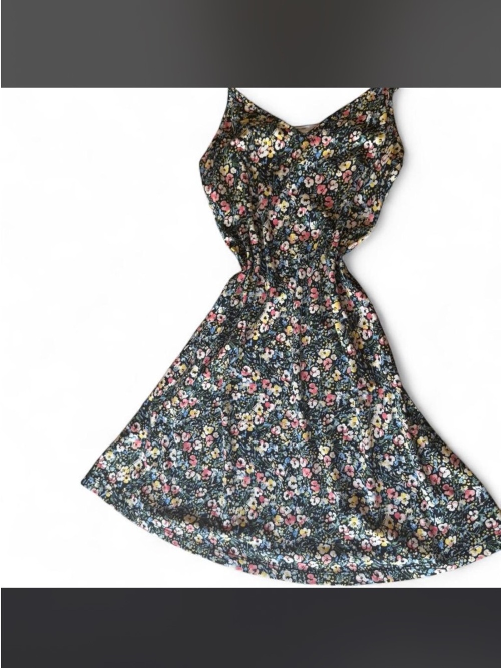 Vero Moda Black Floral Spaghetti Strap Dress with Pink, Yellow & Blue Blooms